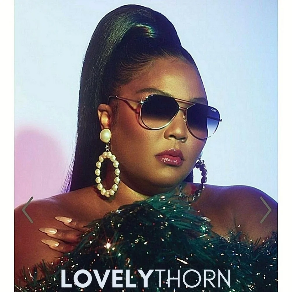 QUAY // ltd ed lizzo collaboration black fade gold frame ultra-glam aviators